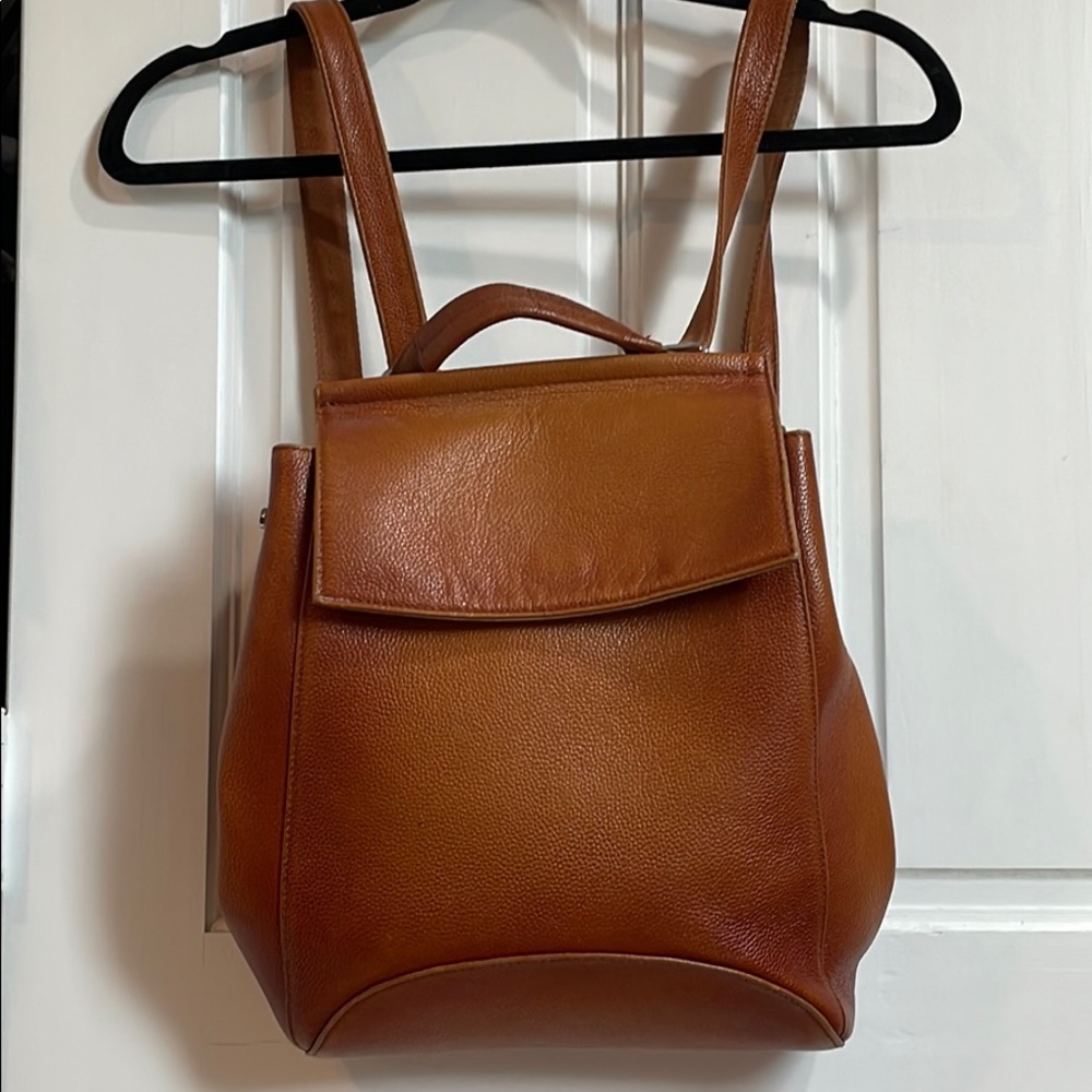 Tan Leather Convertible Backpack